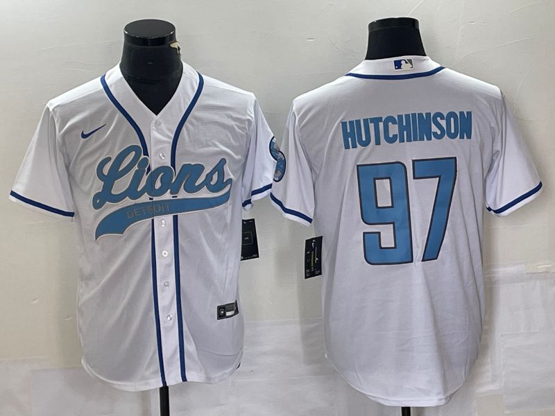 Men Detroit Lions #97 Hutchinson White Co Branding Nike Game NFL Jersey style 1->detroit lions->NFL Jersey